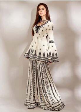 White Heavy Georgette Top With Beautiful Fully Embroidered Heavy Georgette Shara